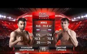 Видео боя Хушкадам Завурбеков - Дмитрий Горобец FIGHT NIGHTS GLOBAL 63