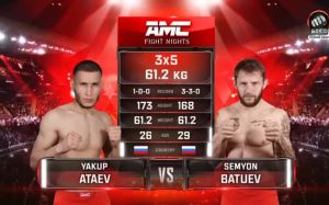 Видео боя Якуп Атаев – Семен Батуев AMC Fight Nights 112