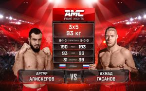 Видео боя Артур Алискеров - Ахмад Гасанов AMC Fight Nights 103
