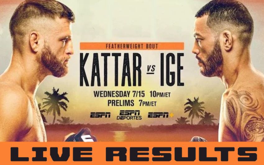 Результаты турнира UFC on ESPN 13: Келвин Каттар - Дэн Иге
