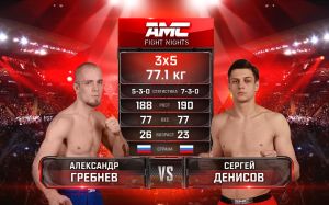 Видео боя Александр Гребнев - Сергей Денисов AMC Fight Nights 103