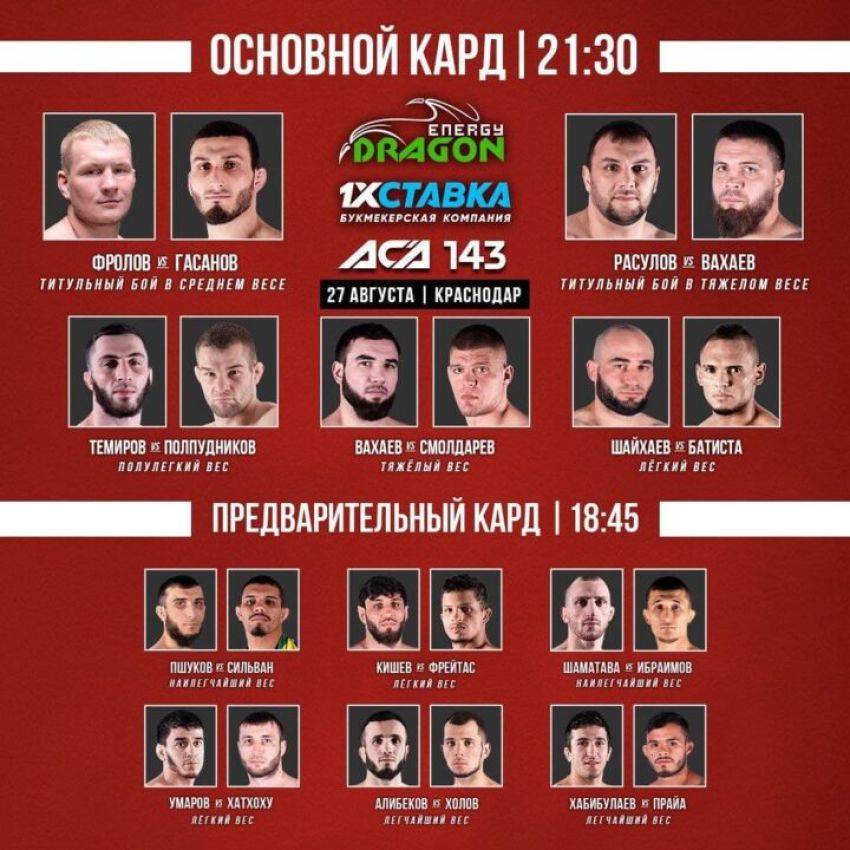 Видео боя Эвертон Даниэль Фрейтас – Рамазан Кишев ACA 143