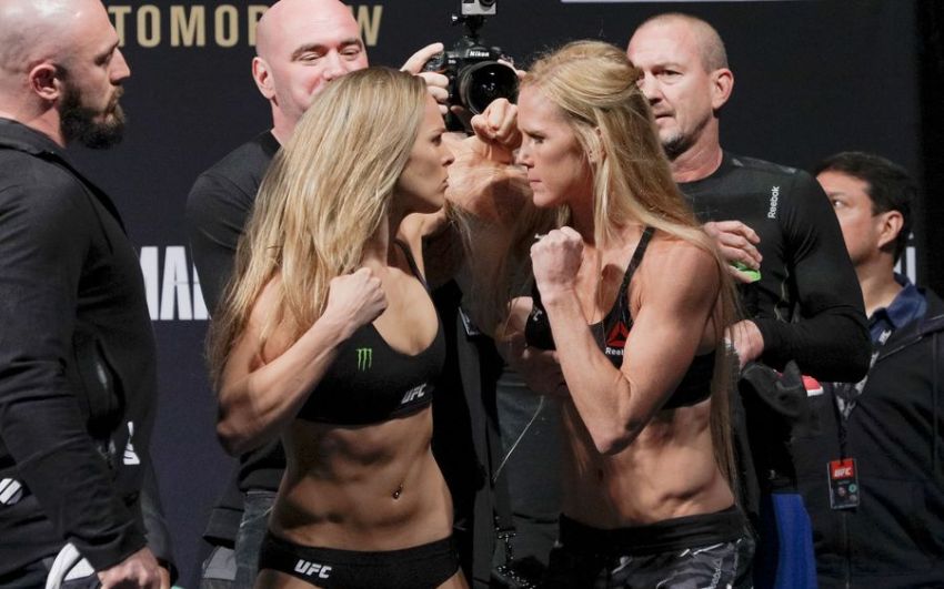 Видео: Взвешивание UFC 193 Роузи - Холм
