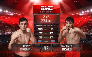 Видео боя Артур Пронин - Магомед Исаев AMC Fight Nights 103
