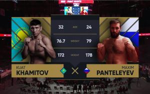 Видео боя Куат Хамитов - Максим Пантелеев AMC Fight Nights Global & "Стальное сердце"