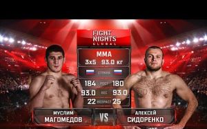 Видео боя Муслим Магомедов - Алексей Сидоренко Fight Nights Global 71