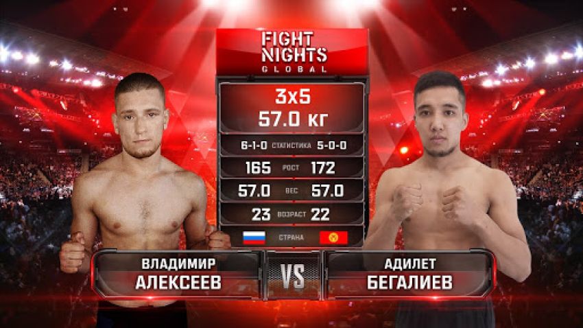 Видео боя Владимир Алексеев – Адилет Бегилиев Fight Nights Global 98