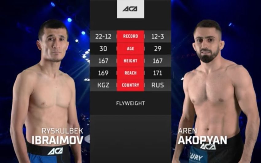 Видео боя Рыскулбек Ибраимов – Арен Акопян ACA 158