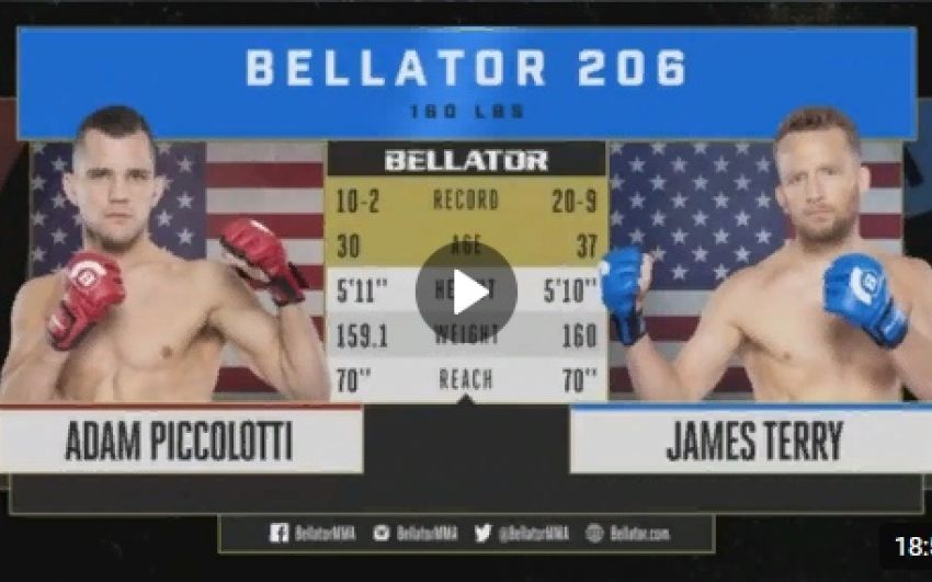 Видео боя Адам Пикколотти – Джеймс Терри Bellator 206