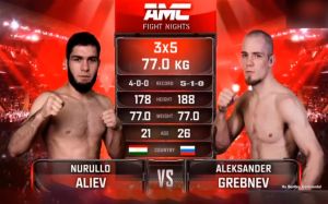 Видео боя Нурулло Алиев - Александр Гребнев AMC Fight Nights Global: Winter Cup