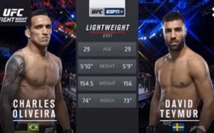 Видео боя Чарльз Оливейра - Дэвид Теймур UFC Fight Night 144