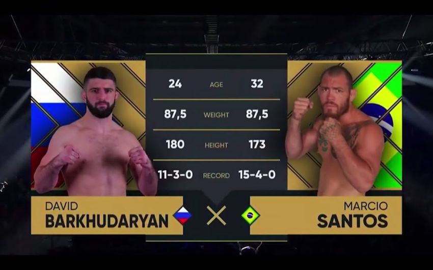 Видео боя Давид Бархударян – Марсио Сантос AMC Fight Nights Сочи