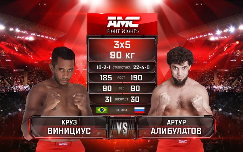 Видео боя Артур Алибулатов – Круз Винисиус AMC Fight Nights 109
