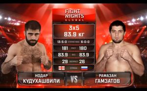 Видео боя Нодар Кудухашвили - Рамазан Гамзатов Fight Nights Global 93