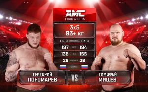 Видео боя Григорий Пономарев – Тимофей Мишев AMC Fight Nights памяти Владимира Воронова