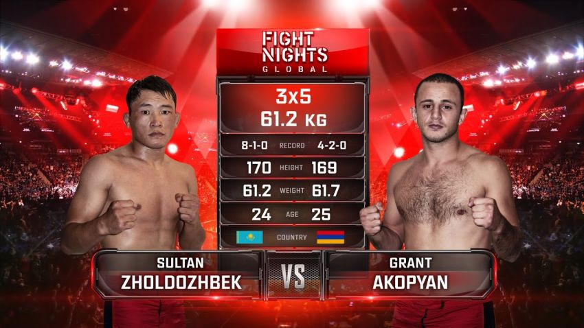 Видео боя Султан Жолдожбек - Грант Акопян Fight Nights Global-GFC