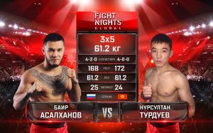 Видео боя Баир Асалханов - Нурсултан Турдуев Fight Nights Global 94
