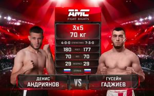 Видео боя Гусейн Гаджиев - Денис Андриянов AMC Fight Nights 102