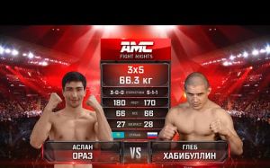 Видео боя Аслан Ораз - Глеб Хабибуллин AMC Fight Nights 103