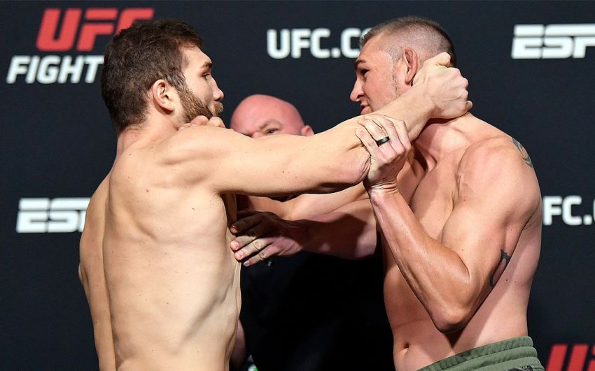 Ион Куцелаба устроил потасовку на дуэли взглядов перед турниром UFC on ESPN 23