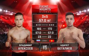 Видео боя Владимир Алексеев – Адилет Бегилиев Fight Nights Global 98