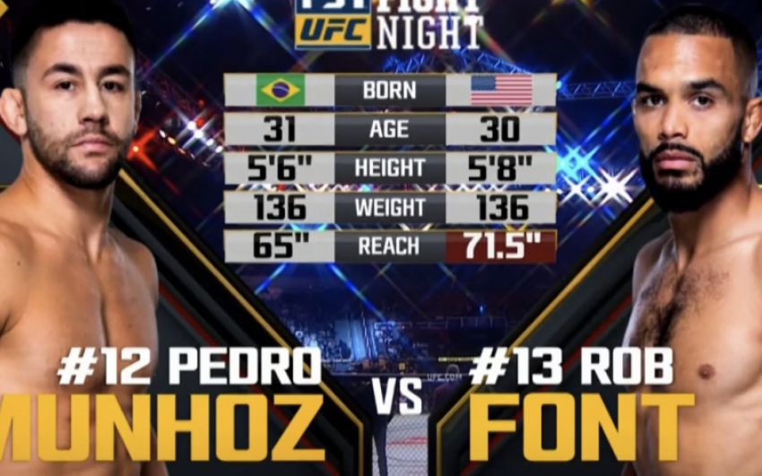 Видео боя Педро Муньос - Роб Фонт UFC Fight Night 119