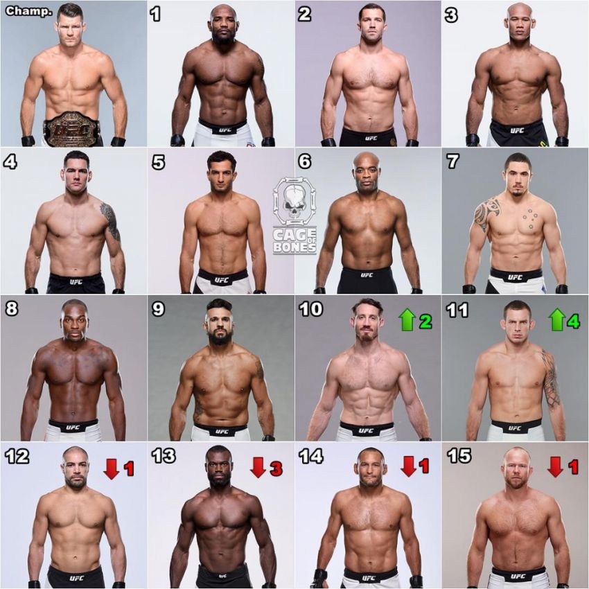 Обновления в рейтингах среднего веса UFC