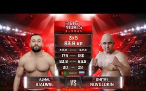 Видео боя Аджмал Аталвал - Дмитрий Новолокин Fight Nights Global 92
