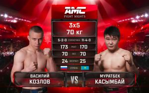 Видео боя Муратбек Касымбай - Василий Козлов AMC Fight Nights 102