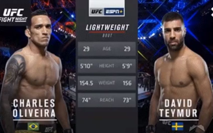Видео боя Чарльз Оливейра - Дэвид Теймур UFC Fight Night 144