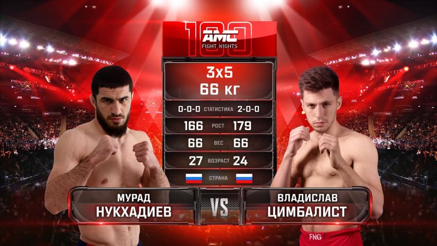 Видео боя Мурад Нукхадиев – Владислав Цимбалист AMC Fight Nights 100