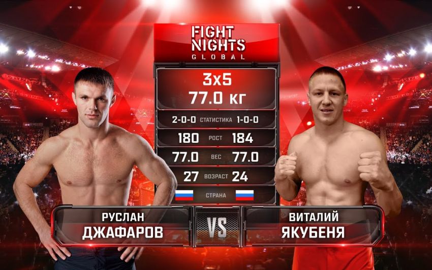 Видео боя Руслан Джафаров - Виталий Якубеня Fight Nights Global 94