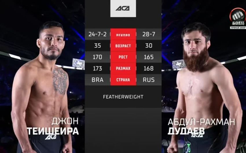 Видео боя Джон Тейшейра – Абдул-Рахман Дудаев ACA 141