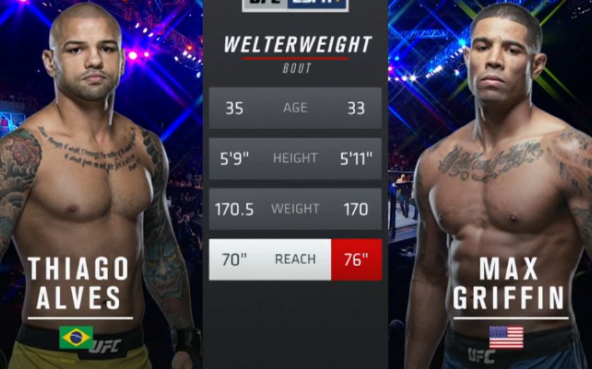 Видео боя Тиаго Алвес - Макс Гриффин UFC Fight Night 144
