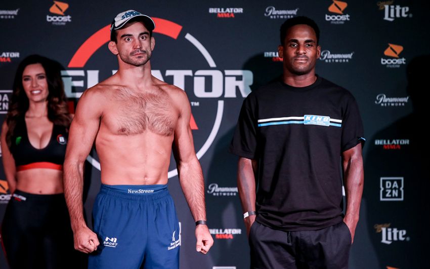 Церемония взвешивания перед турниром Bellator 229: Андрей Корешков - Лоренц Ларкин