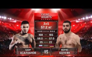 Видео боя Баир Асалханов – Морис Болеян Fight Nights Global 97