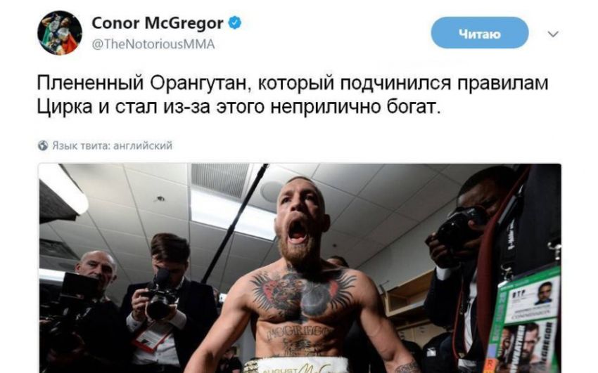 Конор МакГрегор сравнил себя с “плененным орангутаном”