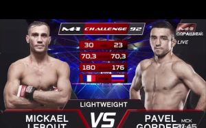 Видео боя Микаэль Лебу - Павел Гордеев M-1 Challenge 92