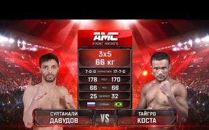 Видео боя Султанали Давудов – Тайгро Коста AMC Fight Nights "Кубок Донского атамана"