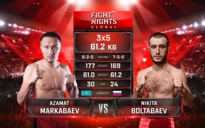 Видео боя Азамат Маркабаев - Никита Балтабаев Fight Nights Global-GFC