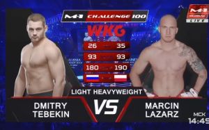 Видео боя Дмитрий Тебекин - Марцин Лазарз WKG&M-1 Challenge 100