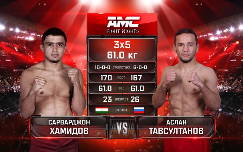 Видео боя Сарварджон Хамидов - Аслан Тавсултанов AMC Fight Nights Global: Winter Cup