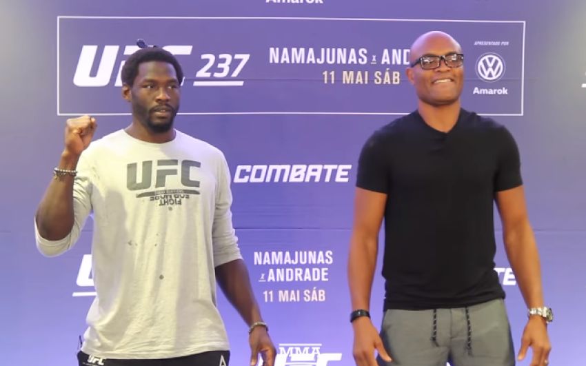 Битва взглядов участников турнира UFC 237: Роуз Намаюнас - Джессика Андраде, Андерсон Сильва - Джаред Каннонье, Жозе Алдо - Алекс Волкановски