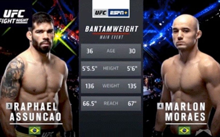 Видео боя Рафаэль Ассунсао - Марлон Мораес UFC Fight Night 144