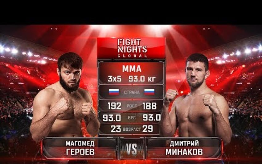 Видео боя Магомед Героев - Дмитрий Минаков FIGHT NIGHTS GLOBAL 69