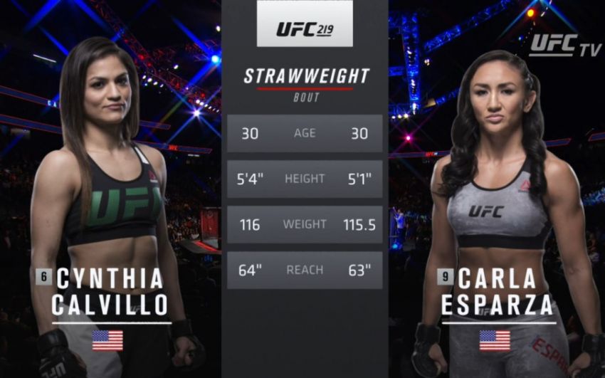 Видео боя Синтия Калвильо - Карла Эспарза UFC 219