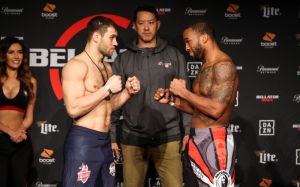 Церемония взвешивания участников турнира Bellator 218: Караханян - Санчес 2