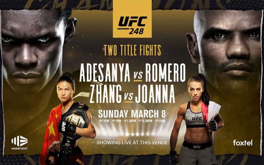 Файткард турнира UFC 248: Исраэль Адесанья - Йоэль Ромеро, Вейли Жанг - Йоанна Енджейчик