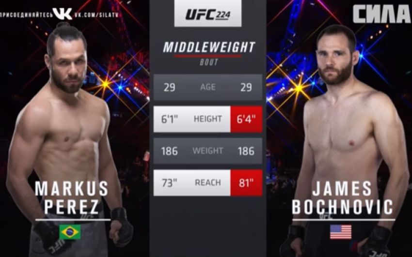 Видео боя Маркус Перес - Джеймс Бохнович UFC 224
