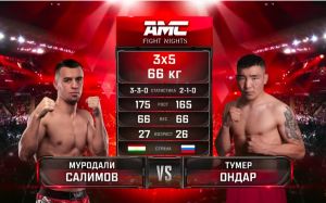 Видео боя Тумер Ондар - Муродали Салимов AMC Fight Nights 102